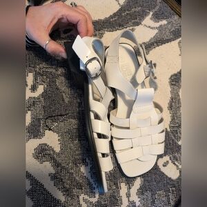 1990s Vintage Faded Glory White Leather Sandals